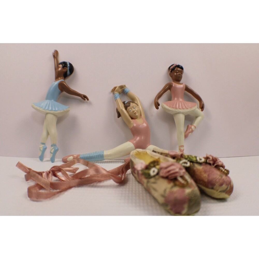 3 Vintage Ballerina Dancers Plastic Wall Hangings Decor Burwood Products 6”-8”